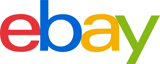 Colorful eBay logo featuring red, blue, yellow, and green letters, representing the e-commerce platform.