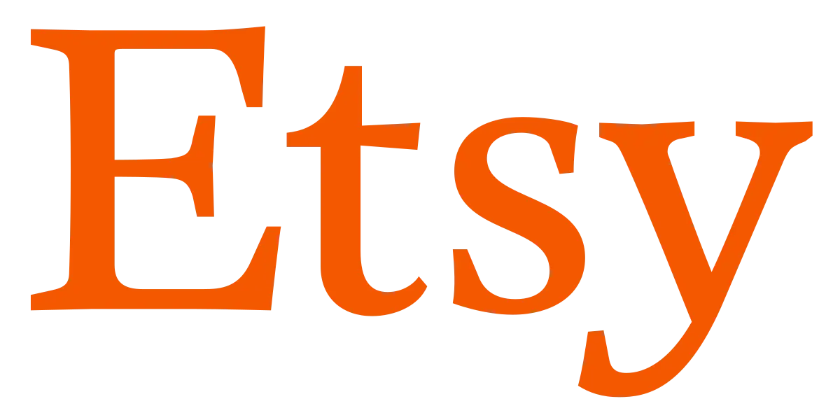 Etsy logo featuring the brand name in orange text on a black background, representing the online marketplace for handmade and vintage items.
